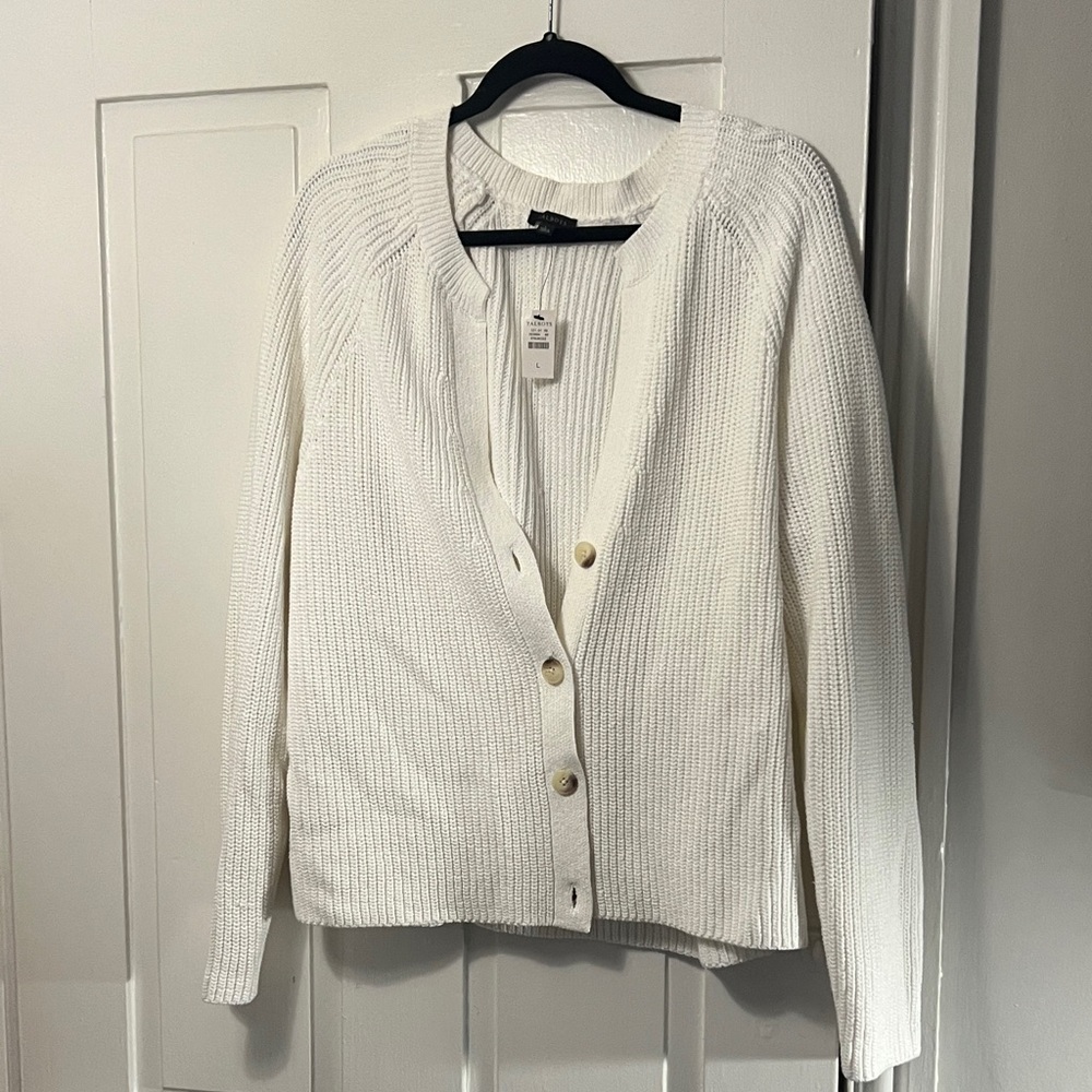 Talbots Cream Button-Up Cardigan Sweater